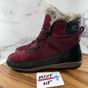 Women’s size 10-Sorel Tivoli Sport Faux Fur Burgundy Ankle Waterproof Snow Boots